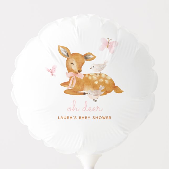 Oh Deer Flowers and Birds Baby Shower Balloon (Front)