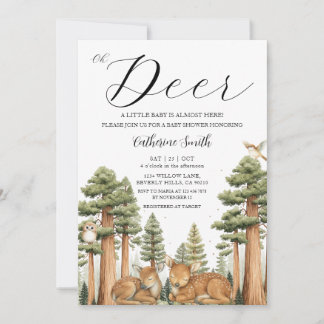 Oh Deer Forest Baby Shower Invitation