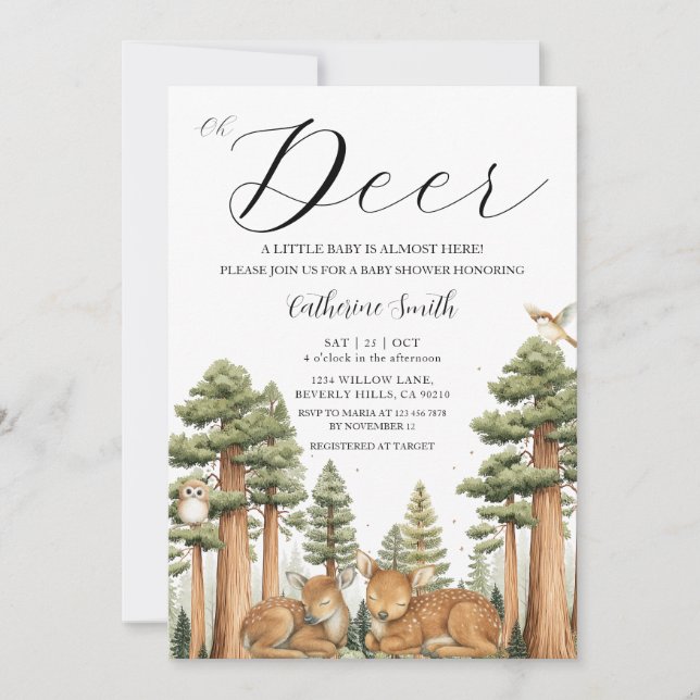 Oh Deer Forest Baby Shower Invitation (Front)