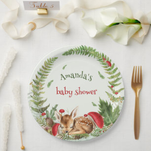 Oh Deer forest floral baby deer baby shower  Paper Plates