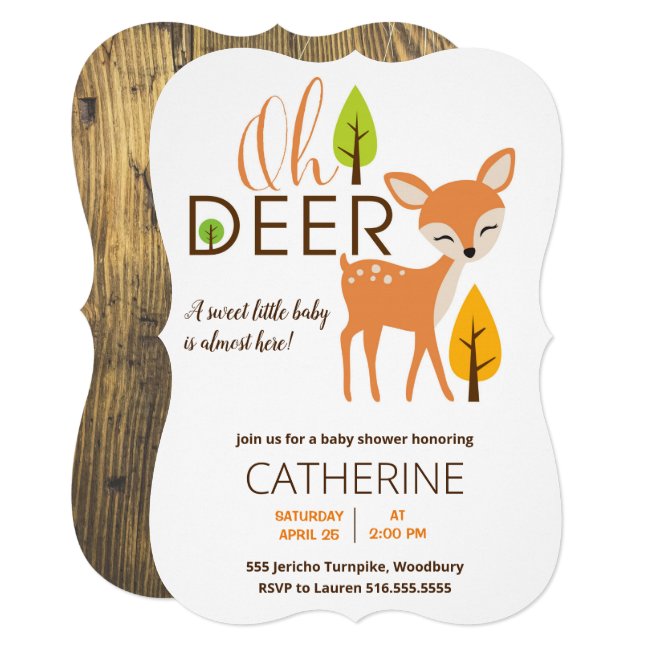 Oh Deer Forest Rustic Baby Shower Invitation