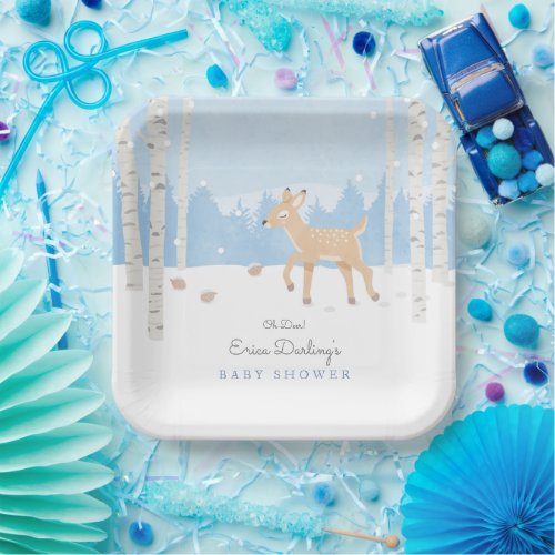 Oh Deer Forest  Woodland Theme Winter Baby Shower Paper Plates