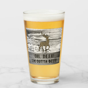 Oh Deer Funny Beer Quote Rustic Man Cave Glass