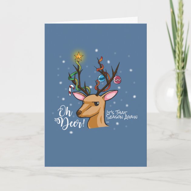 OH DEER | Funny Christmas Pun Holiday Card | Zazzle.com