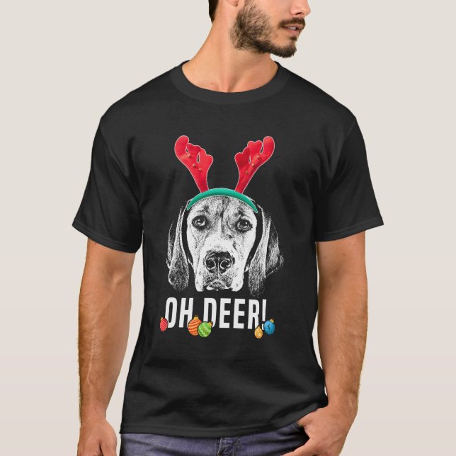 Oh Deer Funny Harrier Xmas T-Shirt (Front)