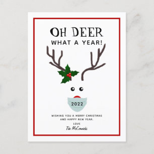 Oh Deer Funny Reindeer Christmas 2022 Holiday Postcard