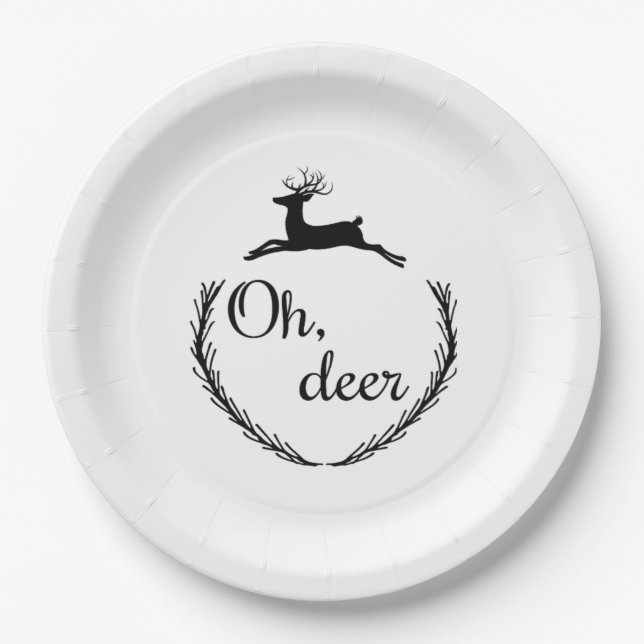 Oh Deer Funny Style Design  Paper Plates (Front)