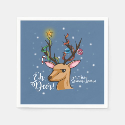Oh Deer  Funny Woodland Christmas Character Paper Napkins