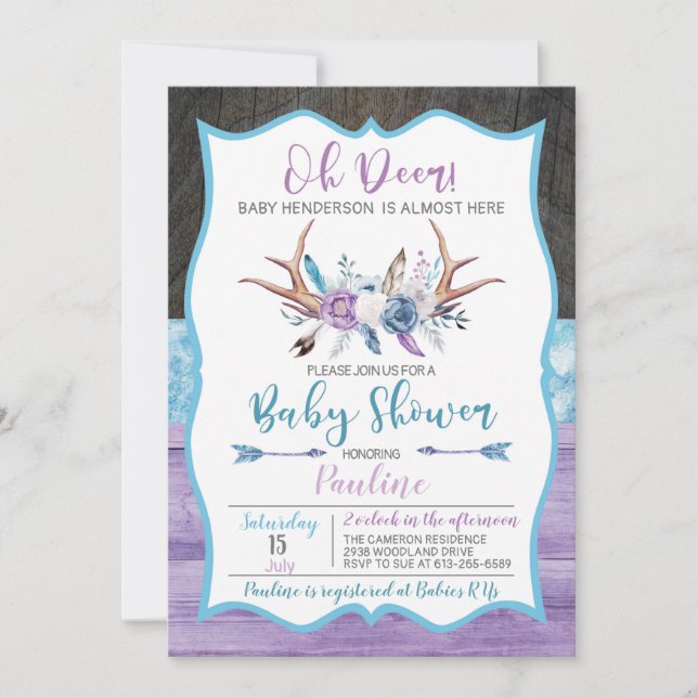 Oh Deer Gender Neutral Baby Shower Invitation (Front)