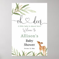 Oh deer gender neutral baby shower welcome poster