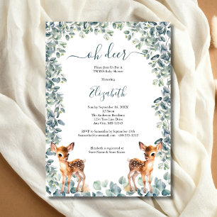 Oh Deer Gender Neutral Twins Baby Shower Invitation