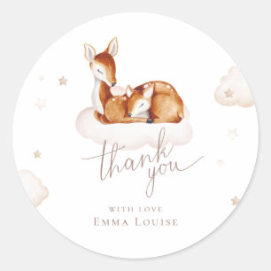 Oh Deer Gender Neutral Watercolor Baby Shower Classic Round Sticker
