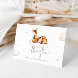 Oh Deer Gender Neutral Watercolor Baby Shower Letterpress Thank You Card