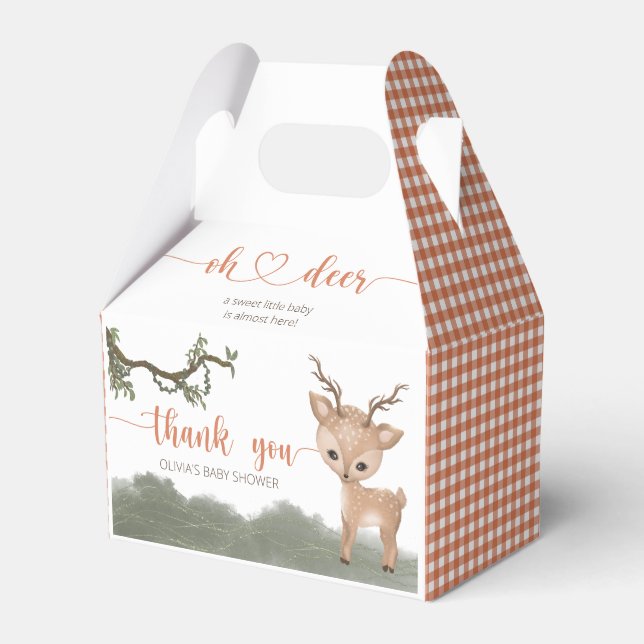 Oh Deer gender neutral woodland baby shower Favor Boxes (Front Side)