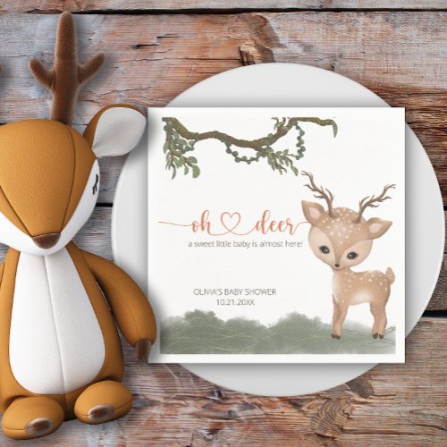 Oh Deer gender neutral woodland baby shower Napkins