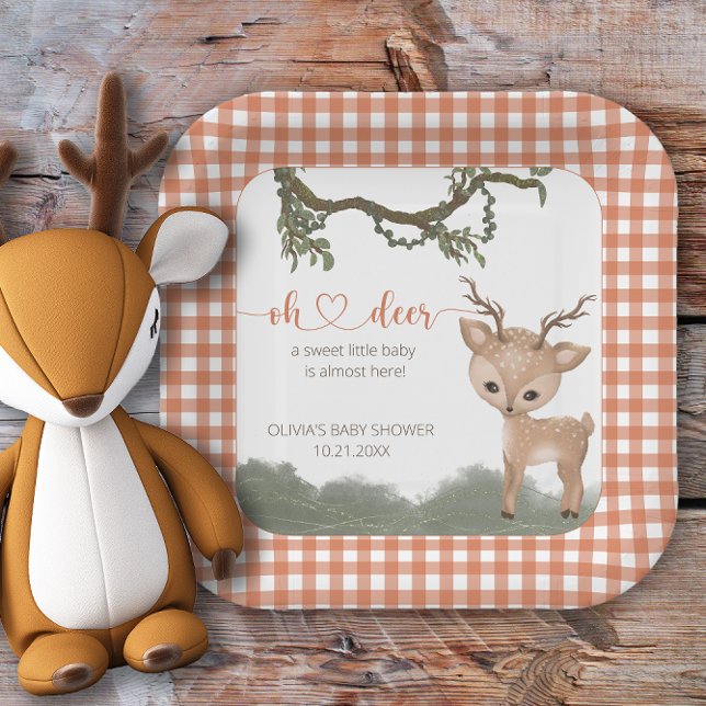 Oh Deer gender neutral woodland baby shower Paper Plates (Creator Uploaded)