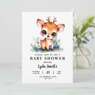 Oh Deer Girl Baby Shower Baby girl Shower Greenery Invitation