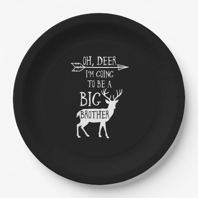 Oh Deer Going To Big Brother Christmas Announcemen Paper Plates (Front)