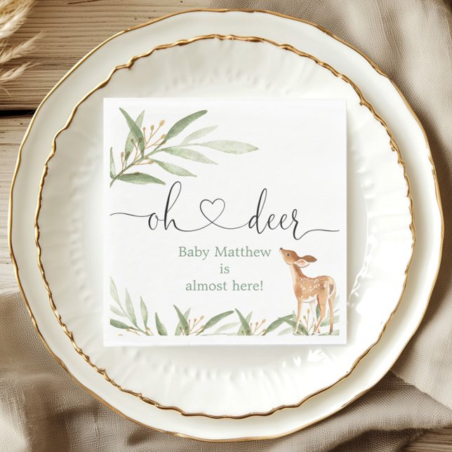 Oh deer gold greenery deer baby shower napkins (Creator Uploaded)