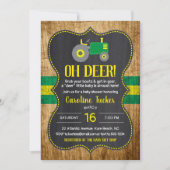 Oh Deer Green Tractor Baby Shower Invitation (Front)