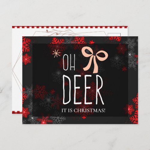 Oh Deer Grey Glitter Sparkles Christmas gift Invitation Postcard