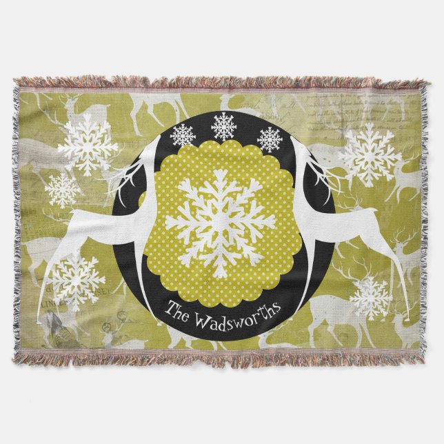 Oh Deer Holiday Throw Blanket (Front)