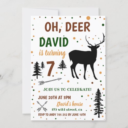 Oh Deer Hunting Boy Birthday Invitation