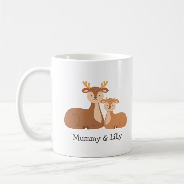 Oh Deer, I Love You – Custom Mama & Baby Deer Coffee Mug (Left)
