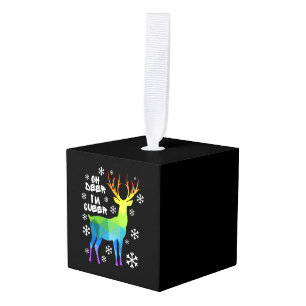 Oh Deer I_M Queer Funny Lgbt Gay Lesbian Christmas Cube Ornament