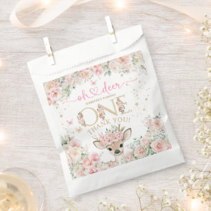 Oh Deer I'm One 1st Birthday Girl Pink Fawn Favor Bag