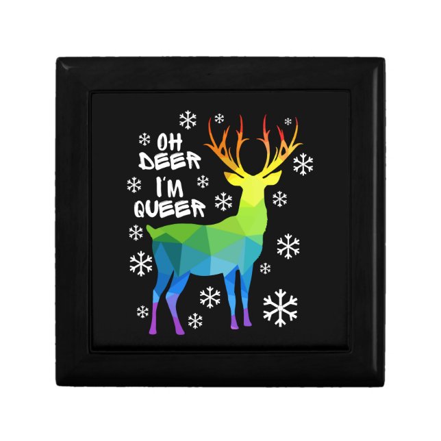 Oh Deer I'M Queer Funny Lgbt Gay Lesbian Christmas Gift Box (Front)