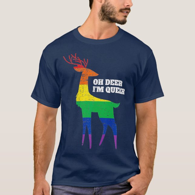 Oh Deer Im Queer LGBT Rainbow Gay Pride T-Shirt (Front)