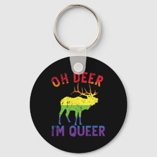 Oh Deer Im Queer Rainbow Lgbt Gay Pride Panual Les Keychain