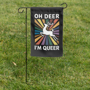 Oh Deer I'm Queer Rainbow LGBT Pride Gay Lesbian  Garden Flag