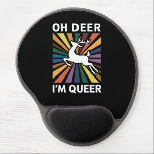 Oh Deer I'm Queer Rainbow LGBT Pride Gay Lesbian  Gel Mouse Pad