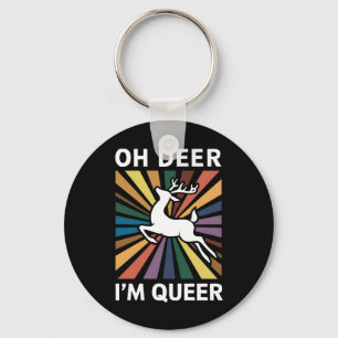 Oh Deer I'm Queer Rainbow LGBT Pride Gay Lesbian  Keychain