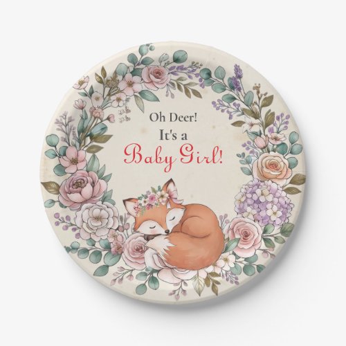 Oh Deer, It's a Baby Girl | Baby Shower Paper Plates
