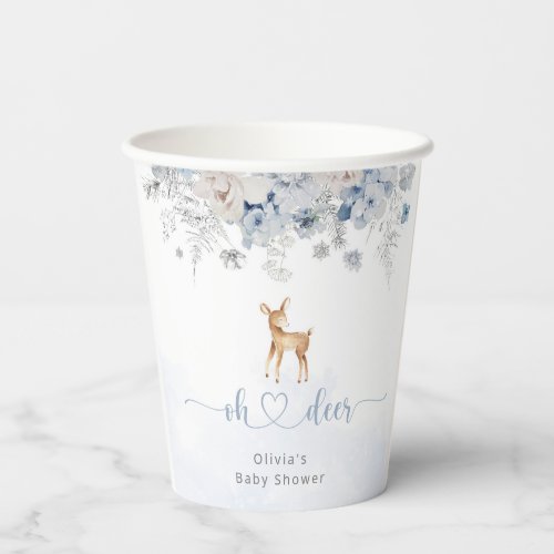 Oh deer its a boy winter blue baby shower paper cups