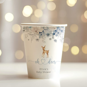 Oh deer its a boy winter blue baby shower paper cups