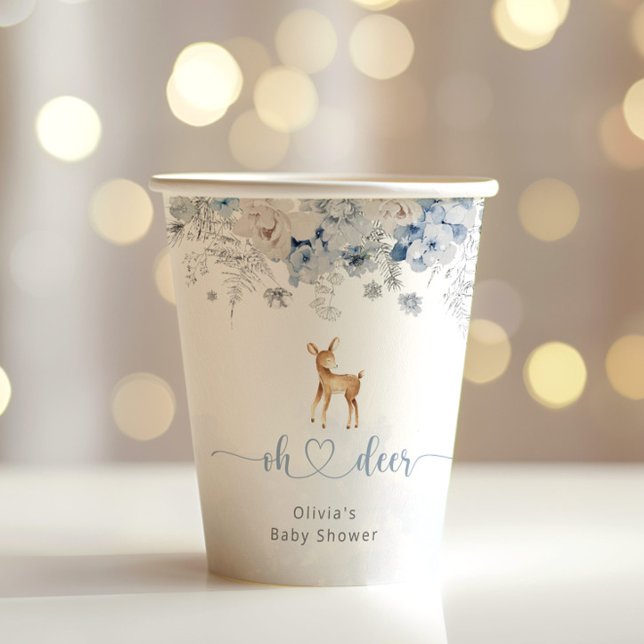 Oh deer its a boy winter blue baby shower paper cups (Creator Uploaded)