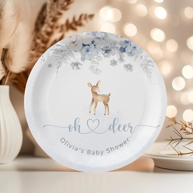 Oh deer its a boy winter blue baby shower paper plates (Creator Uploaded)