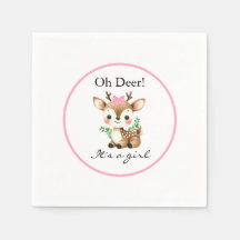 Oh Deer It's A Girl Cute Baby Shower Party
