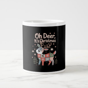 Oh Deer Its Christmas Miniature Patchwork Squares Giant Coffee Mug