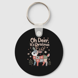 Oh Deer Its Christmas Miniature Patchwork Squares Keychain
