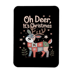 Oh Deer Its Christmas Miniature Patchwork Squares Magnet