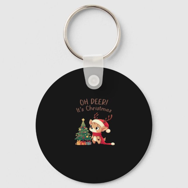 Oh Deer Its Christmas Modern Aesthetic StyKeychain Keychain (Front)