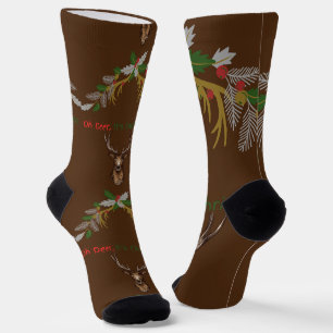 Oh Deer It's Christmas Reindeer Brown Socks