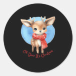 Oh Deer Its Christmas Retro Classic Design Classic Round Sticker