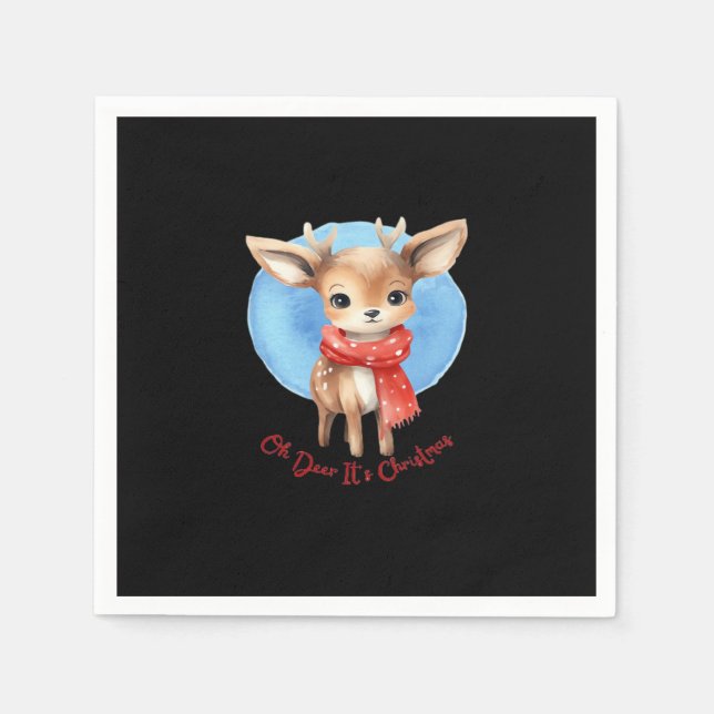 Oh Deer Its Christmas Retro Classic Design  Napkins (Front)