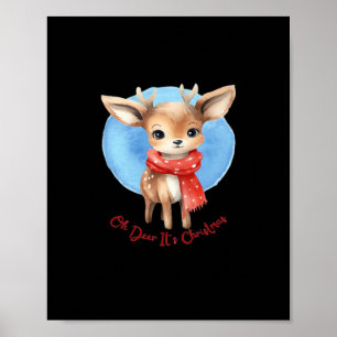 Oh Deer Its Christmas Retro Classic Design  Poster